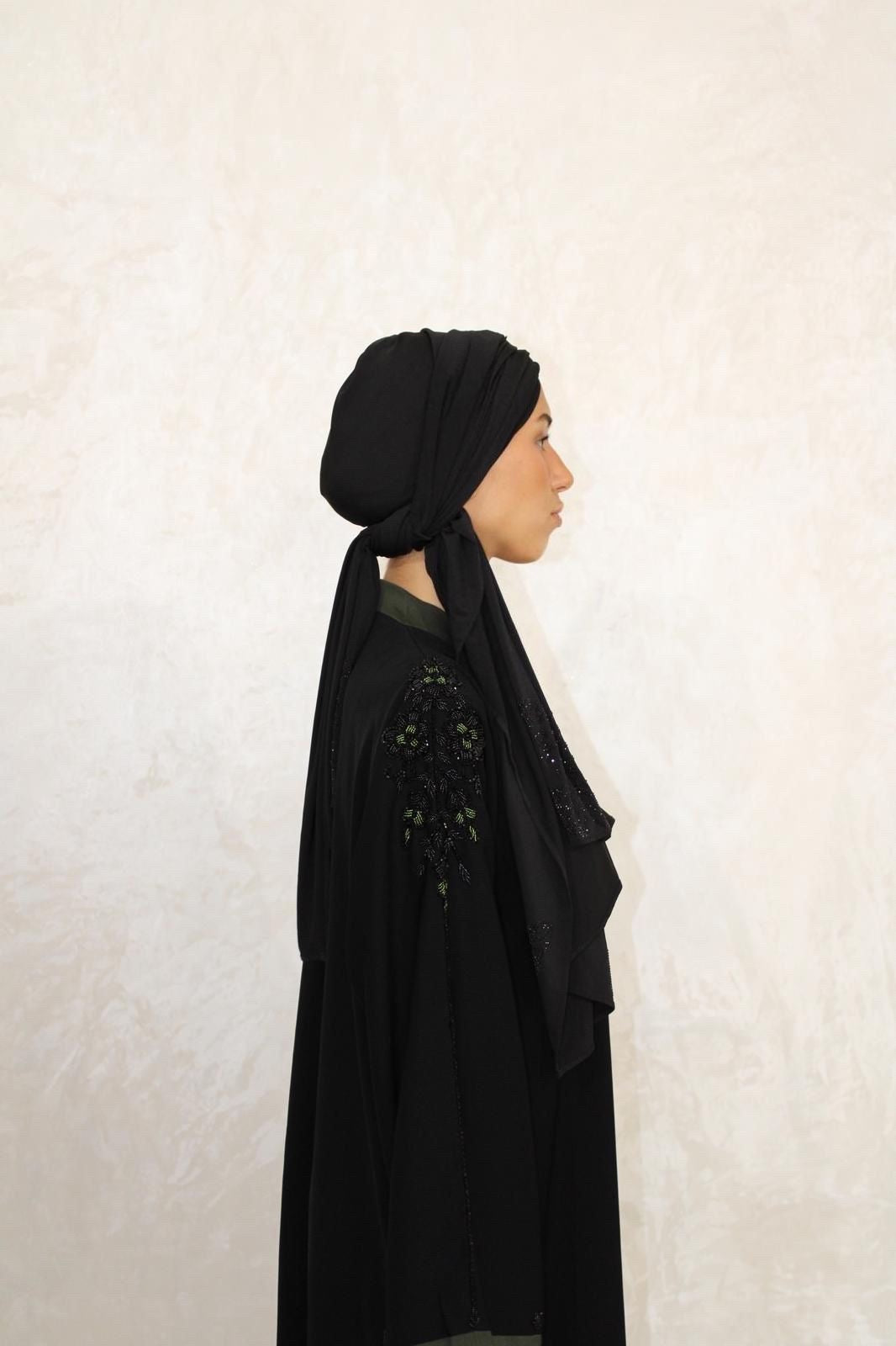 Abaya Nour Zwart/Groen