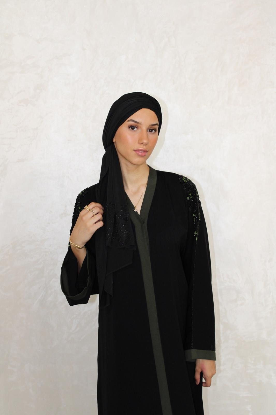 Abaya Nour Zwart/Groen