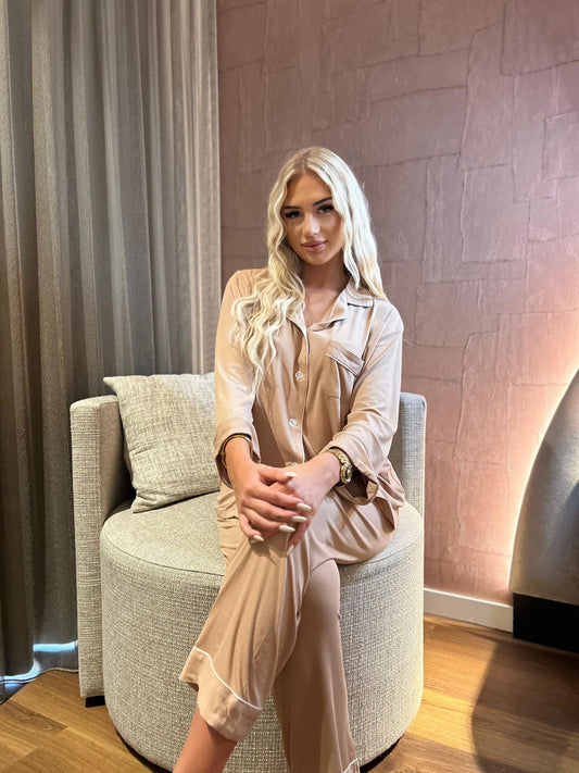 Gepersonaliseerde Luxe Zachte Modal Pyjama - Beige