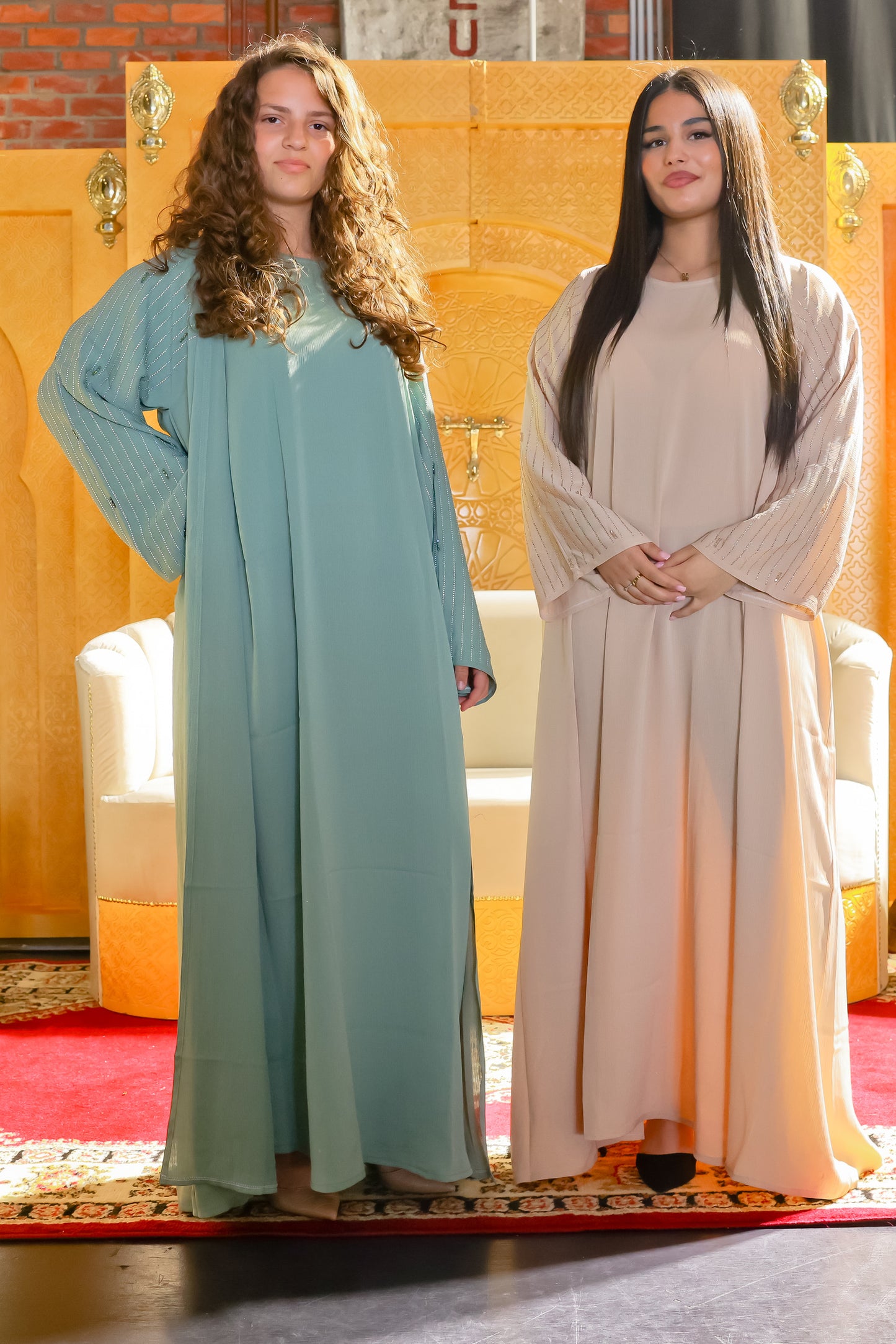 Abaya Sara - Beige/Vert menthe