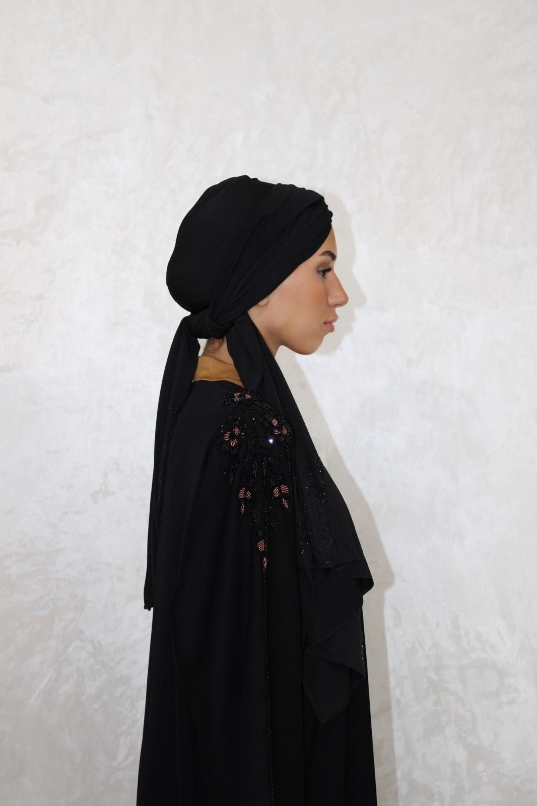 Abaya Nour Noir/Beige