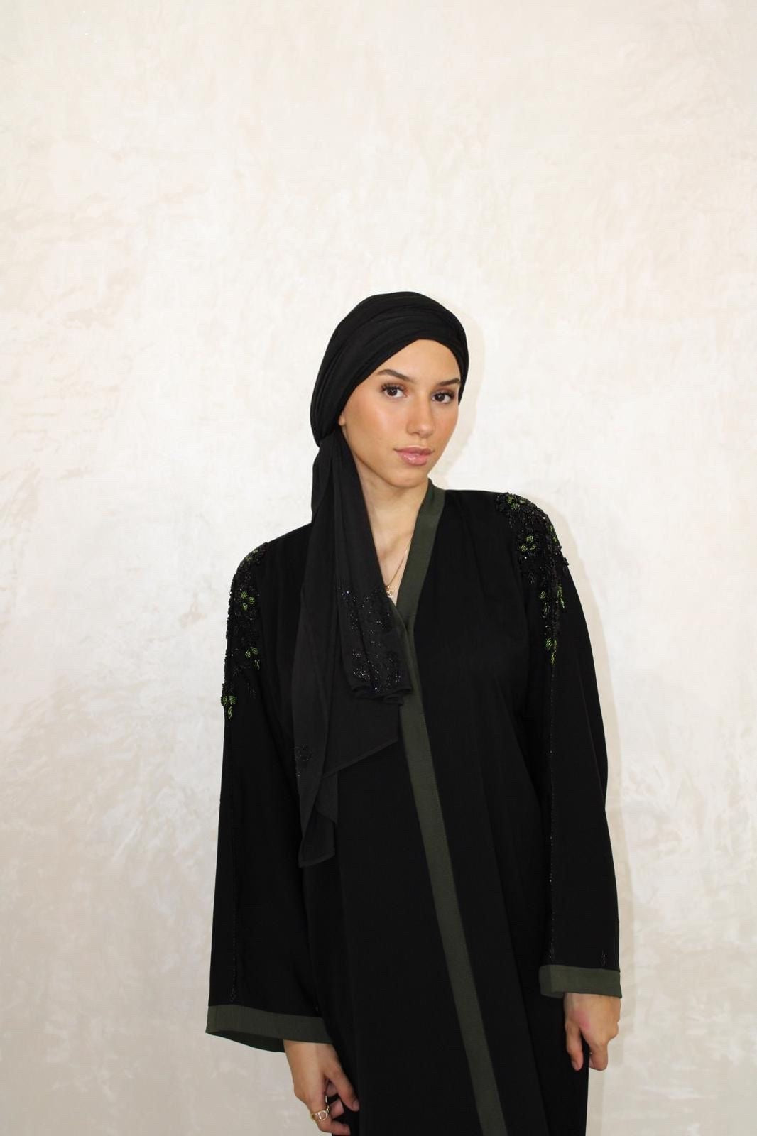 Abaya Nour Zwart/Groen