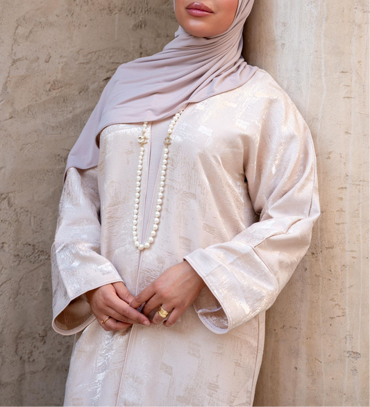 Abaya (Kimono + Robe nuisette) Beige clair