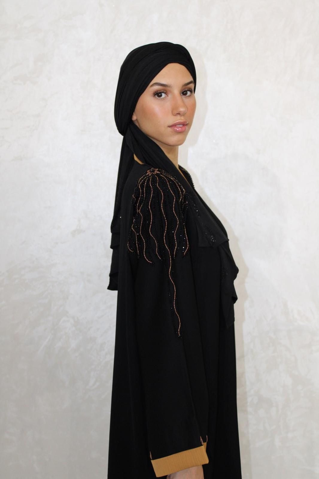 Abaya Inas Zwart/Beige