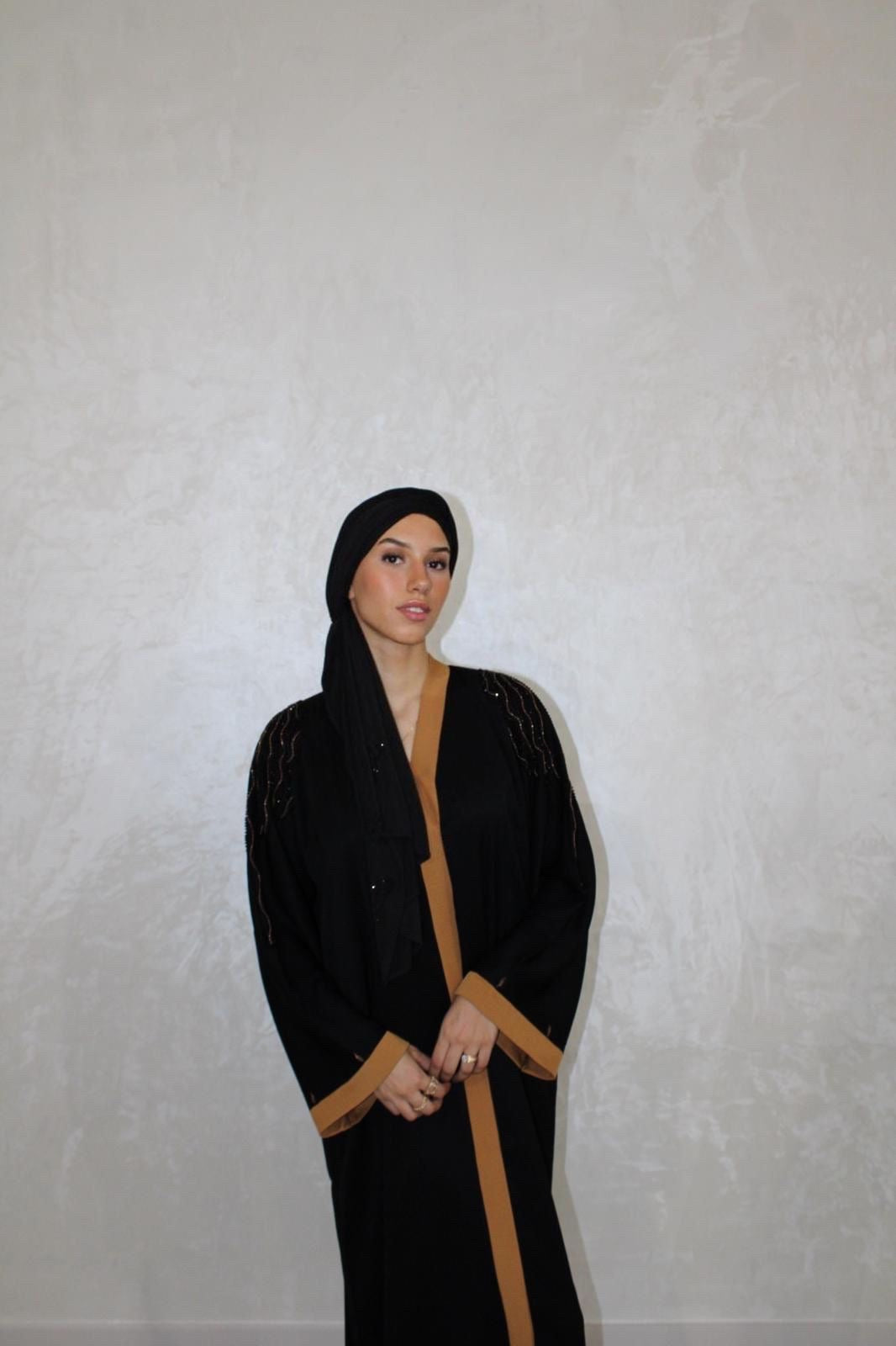 Abaya Inas Zwart/Beige