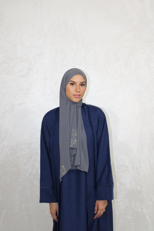 Winter Abaya Somaya (Kimono and Underdress) Blue