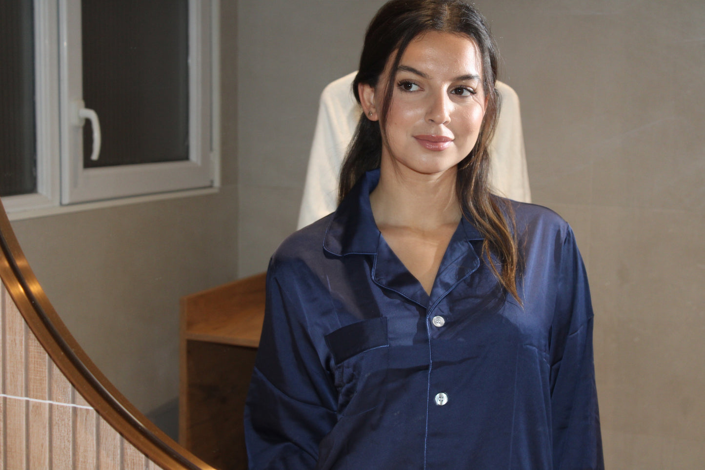 Gepersonaliseerde Satijnen Pyjama - Marineblauw