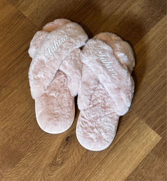 Gepersonaliseerde Pantoffels met Gekruiste Bandjes - Roos
