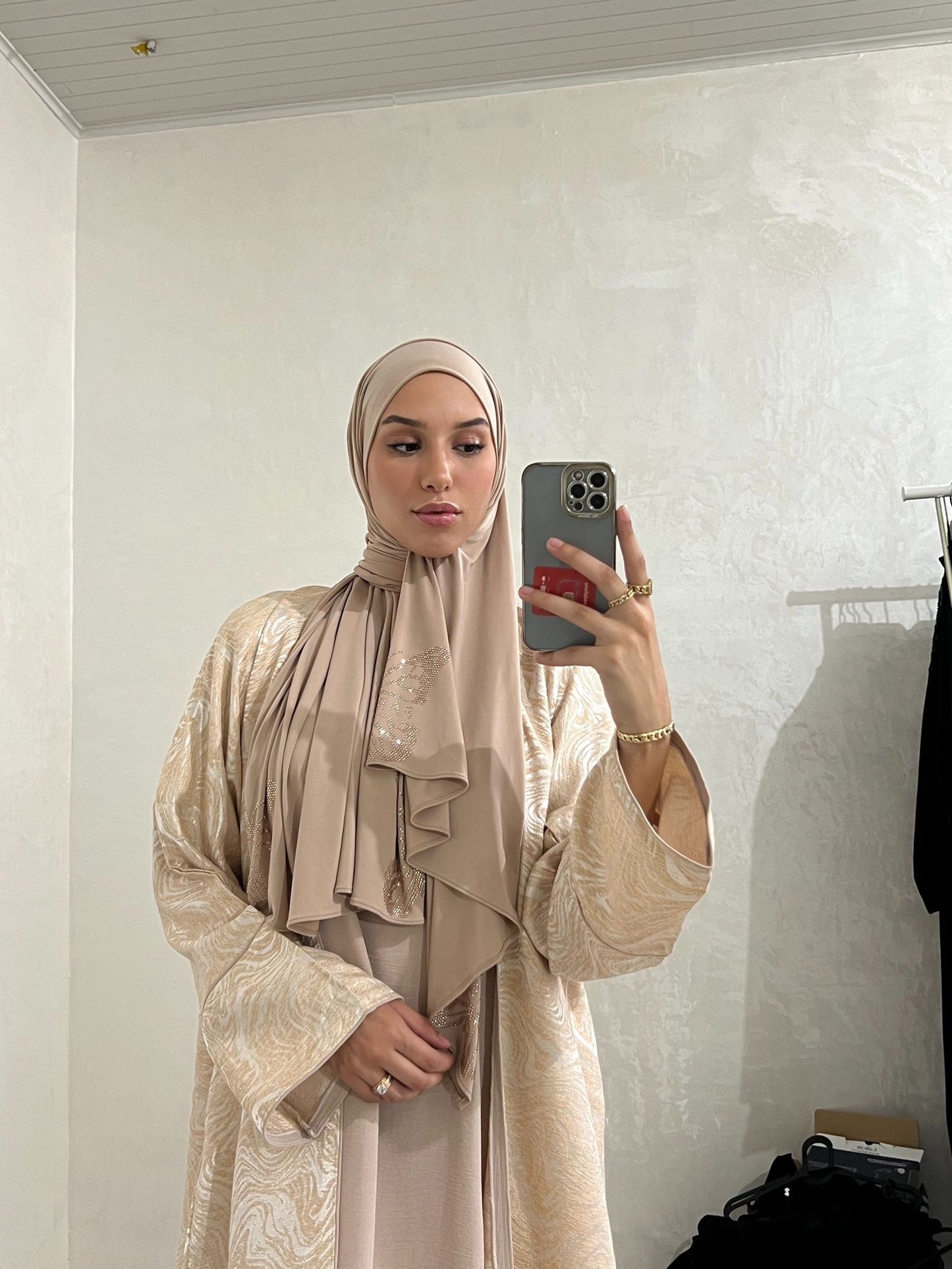 Abaya Kimono and Slip Dress Beige