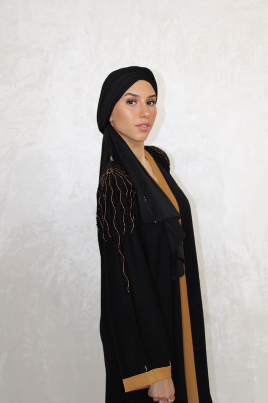 Abaya Inas Noir/Beige