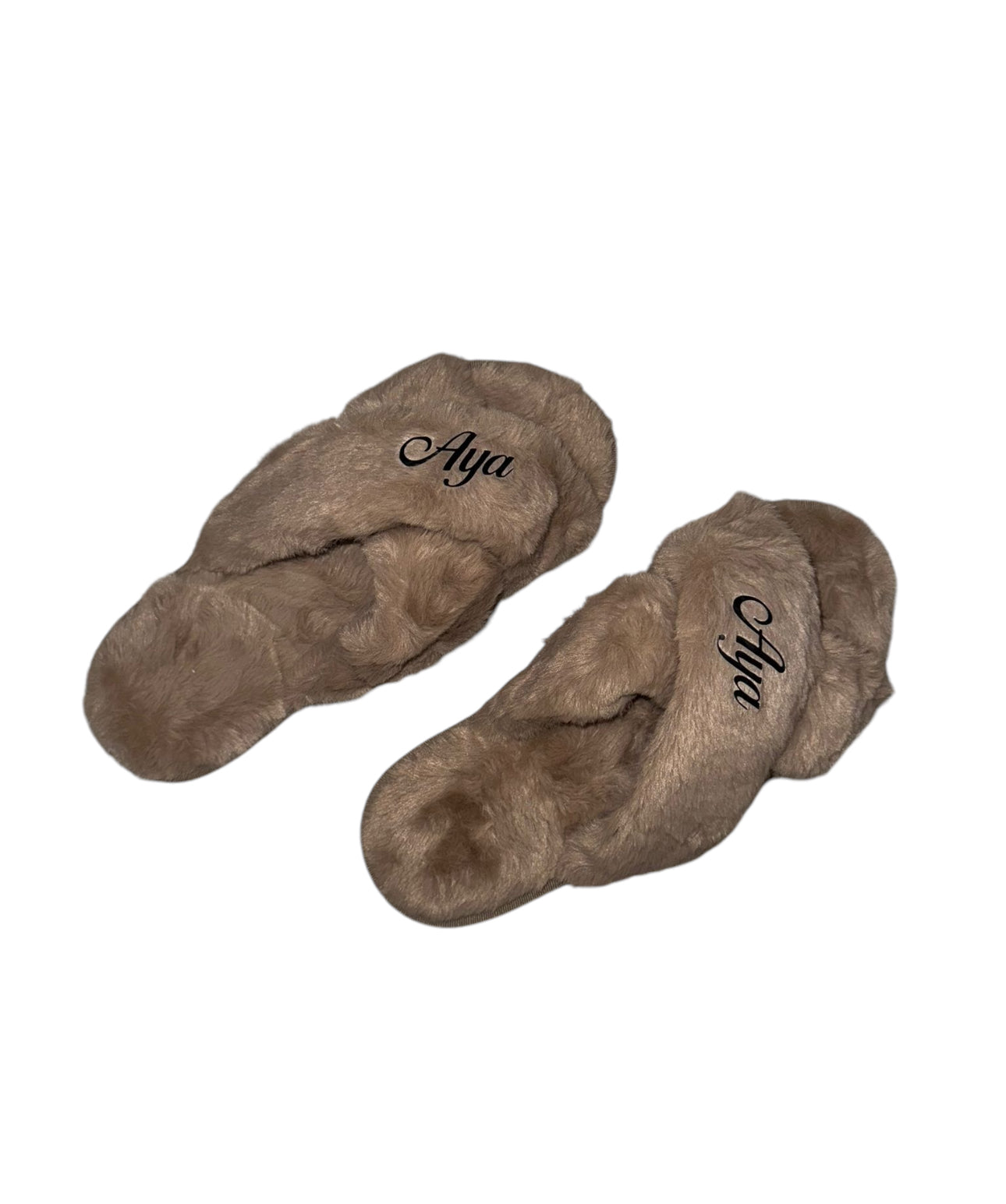 Personalized Cross Strap Slippers Taupe