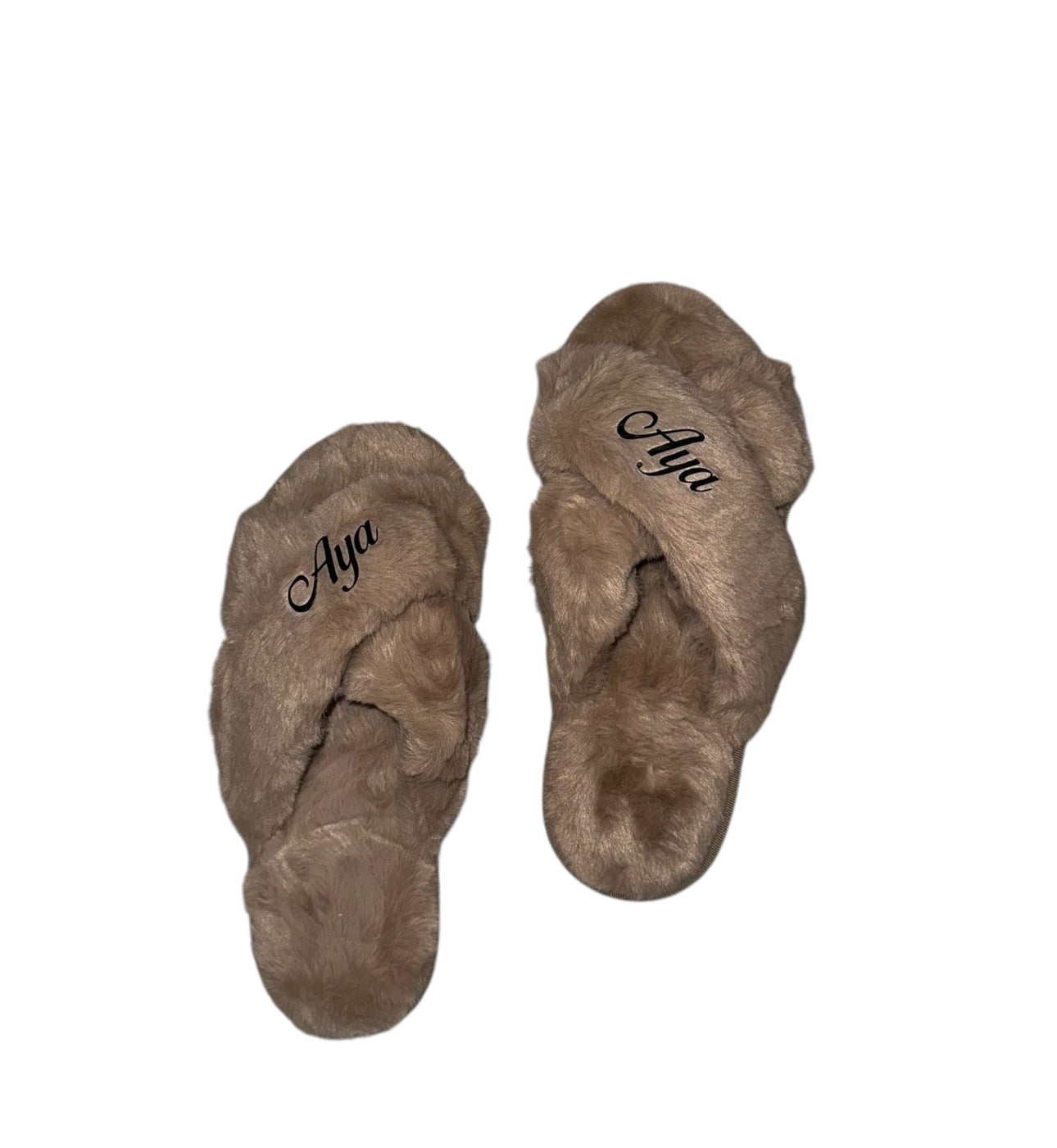 Personalized Cross Strap Slippers Taupe