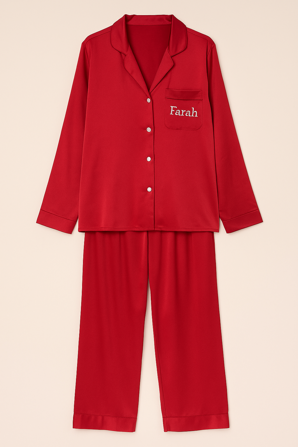 Gepersonaliseerde Satijnen Pyjama - Cherry