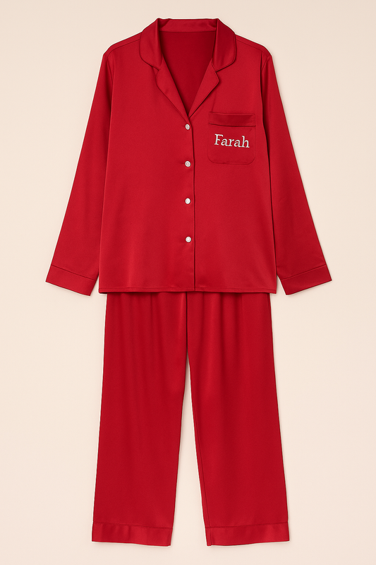 Gepersonaliseerde Satijnen Pyjama - Cherry