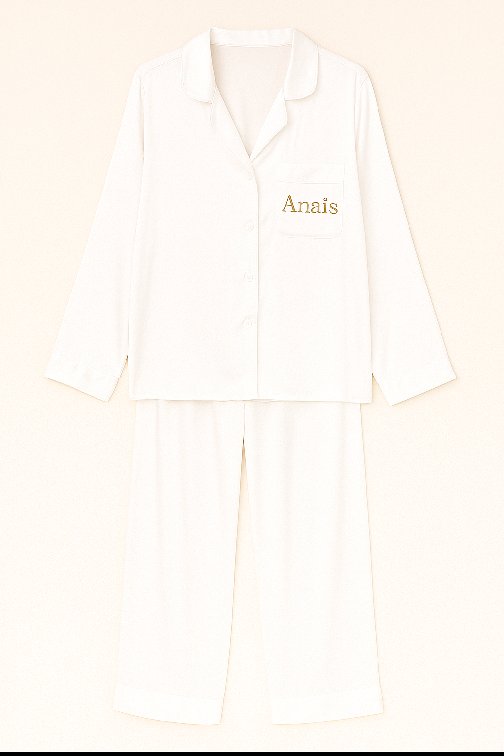 Gepersonaliseerde Satijnen Pyjama - Wit