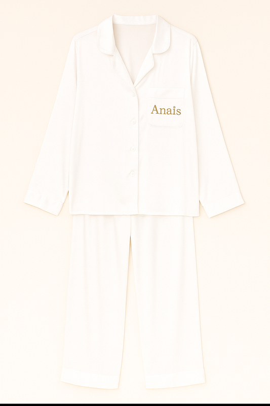 Gepersonaliseerde Satijnen Pyjama - Wit