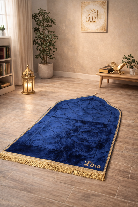 Gepersonaliseerde Luxe Zachte Gebedsmat - Blauw