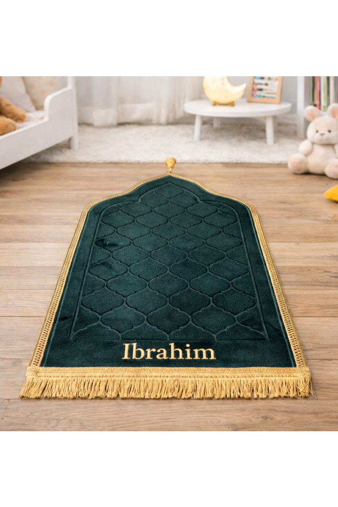 Gepersonaliseerde Kids Zachte Gebedsmat - Groen