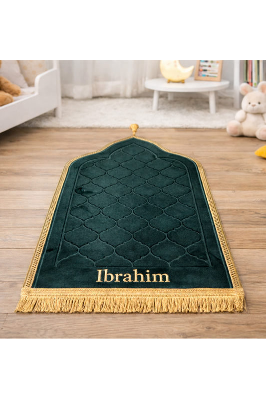 Gepersonaliseerde Kids Zachte Gebedsmat - Groen