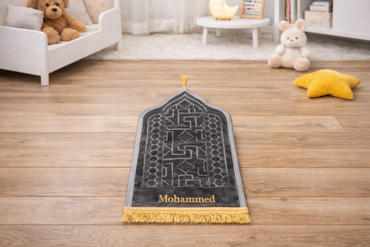 Gepersonaliseerde Kids Zachte Gebedsmat - Grijs