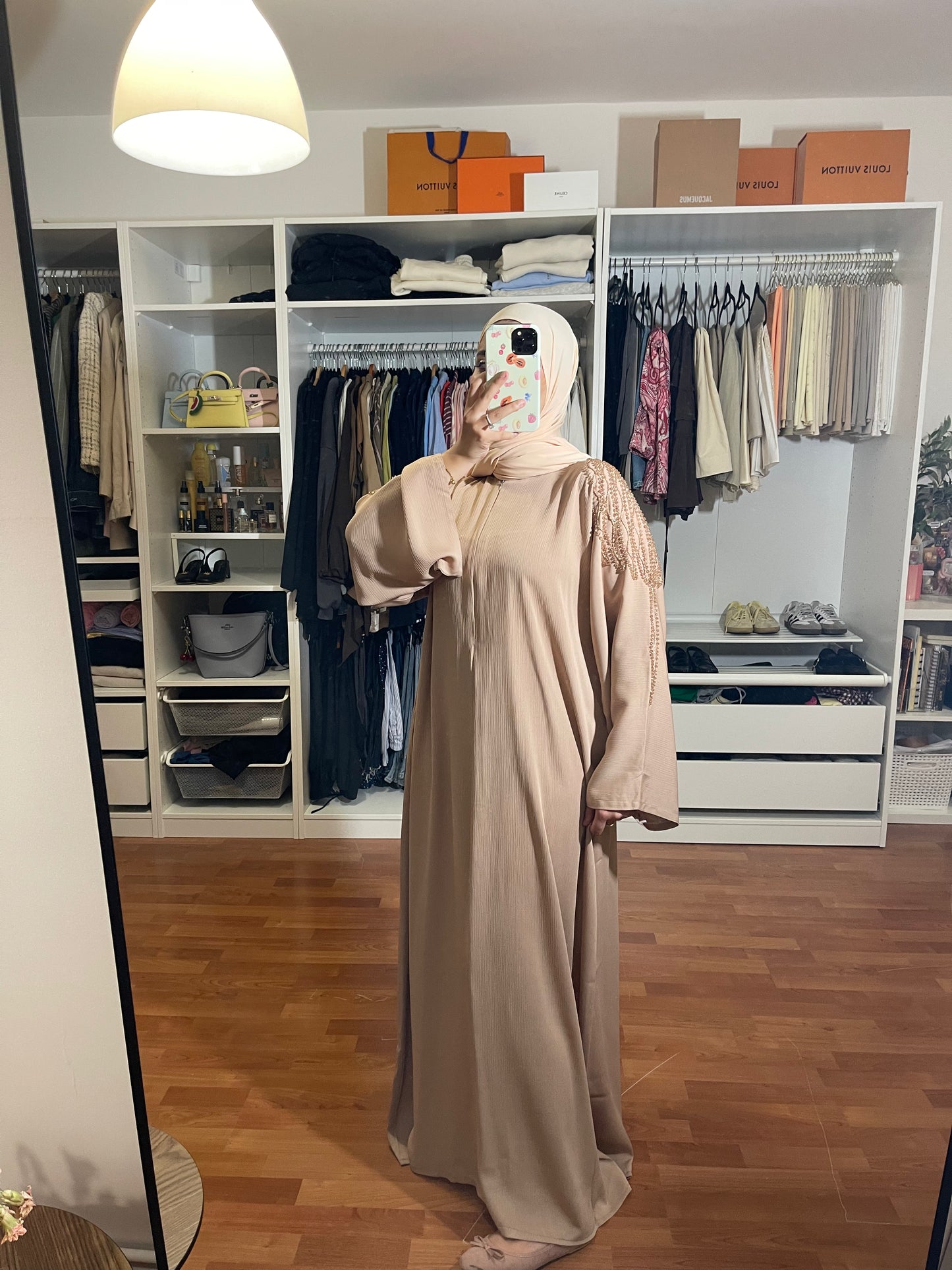 Abaya Inas Met Rits - Beige