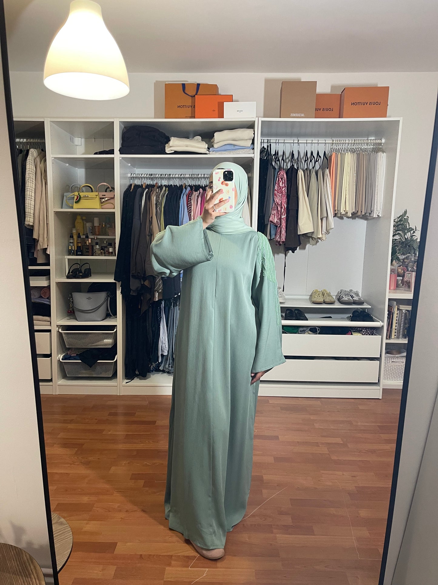 Abaya Inas Met Rits - Mintgroen