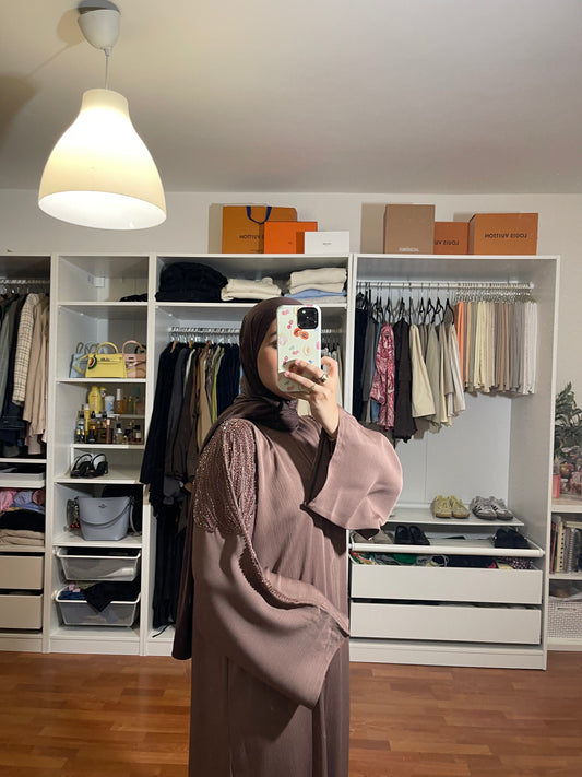 Abaya Inas Met Rits - Bruin