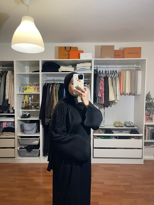 Abaya Inas Met Rits - Zwart