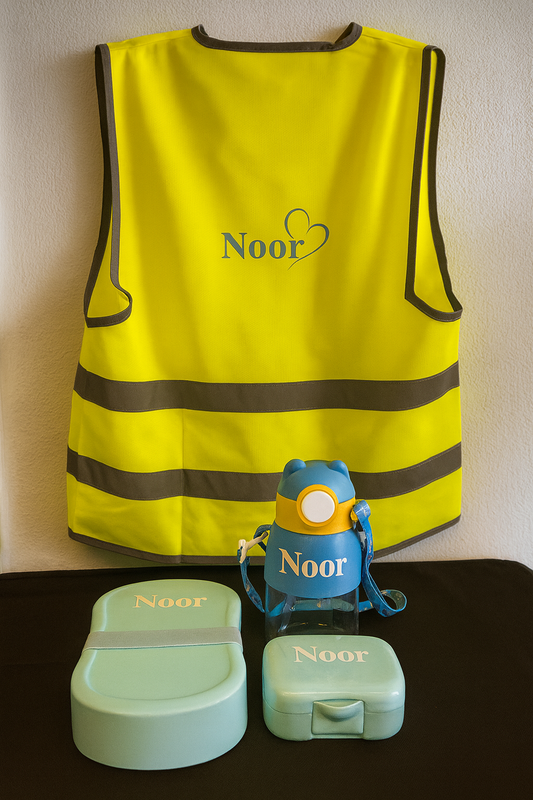 Lunchset Blauw + Fluohesje
